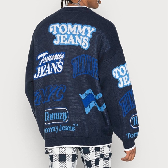 Tommy Jeans Full-Zip Blue & White Logo Sweater - Picture 9 of 9